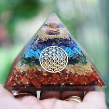 Natural Chakra Orgone Pyramid Flower of Life EMF & 5G Protection 75mm picture