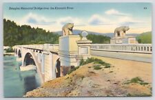 California Douglas Memorial Bridge Over Klamath River Linen Postcard picture