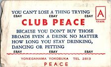 1950s Club Peace Business Card Map Massage On Limits Yokosuka Japan US Navy picture