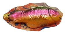 Vintage Inge Glas Ornament Germany Fish Blown Glass Christmas Tree Pink Trout picture