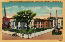 Court House Municipal Building Confederate Monument PORTSMOUTH Virginia Postcard picture