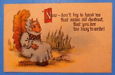 Fantasy Dressed Animals Girl Squirrel Vintage GREETING Postcard c.1916 picture