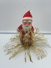 Vintage 1950's Santa Claus Figurine With Tinsel Bottom Christmas Decoration picture