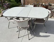 1950s Mid Century Honeymooners Formica Table Drop Leaf W/ 4 Chairs Vintage Pearl picture