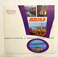 Vintage 1976 YUGOSLAVIA TOURIST MAP Iron Curtain Travel LARGE MAP Nice Photos picture