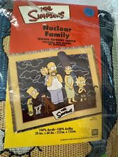 Vintage Simpsons Nuclear Family Woven Tapestry Throw Blanket 2002 NOS READ picture