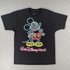 Disney Parks Walt Disney World Neon Mickey Mouse T-Shirt Black Adult Size Large picture