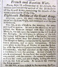 1812 newspaper NAPOLEON BONAPARTE FRENCH INVASION of RUSSIA military campaign picture