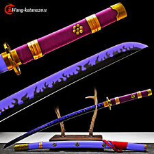 ONE PIECE 海贼王 1060 Steel Katana Purple Hamon Sharp Japanese Samurai Anime Sword picture