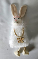 Adorable Handmade Easter Bunny Doll w/Wood Flower Ornament Basket Tie picture