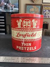 Vintage Metal Chip Snack Tin Layfield Thin Pretzels Allentown Pa picture