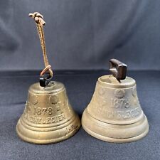 1878 Saignelegier Chiantel Fondeur Swiss Brass Cow Farm Bells - Set of 2 picture