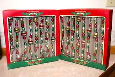 NEW 2 Radko Shiny Brite Christmas Garland 7 FT, Retro MCM, Red, Green Silver picture