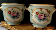 Pair Antique French Porcelain Cache Pots Planters picture