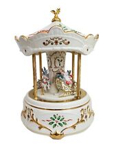 Lenox Holiday Santa Carousel Centerpiece Wind Up Music Box SEE VIDEO picture