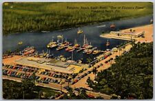 Pompano Beach Florida 1940s Postcard Aerial View Yacht Basin picture