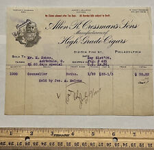 1909 ALLEN R. CRESSMAN'S SONS HIGH GRADE CIGARS RECEIPT FOR COUNSELLOR CIGARS picture