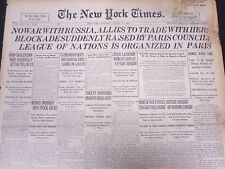 1920 JAN 17 NEW YORK TIMES - LEAGUE OF NATIONS IS ORGANIZED IN PARIS - NT 5375 picture