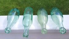 Lot Of 4 Antique Blob Top Aqua Green Glass Bottles Torpedo, Soda Seeds Bubbles picture