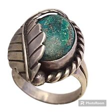 NATIVE AMERICAN ESTATE HIGH-GRADE ICONIC Green River Chrysocolla 60'S RING SZ picture