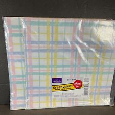 2 packs vintage Hallmark gift wrap paper pastel plaid 16-2/3 ft sq spring Easter picture