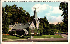 Vtg, 1936 Little Church of Flowers Forrest Lawn, Glendale California CA Postcard picture