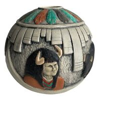 Native American Southwest Bison Nomad Ceramic Circle Round Vase Home Decor picture
