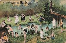 Vintage 1900s Postcard Multiple Babies Swimming Bathing Souvenir De Barbazan picture