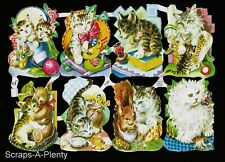 German Embossed Vintage Style Scrap Die Cut -  Sweet Kittens / Cats  EF7120 picture