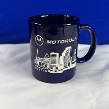 Vintage Rare Motorola Austin Skyline Coffee Mug Blue, Etched picture