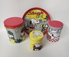 Peanuts Snoopy Cafe Vintage Canister & Tray Collection - Lot of 4 picture