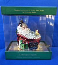 Christopher Radko Twas The Night After Christmas Ornament Blown Glass Santa Tub picture