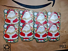 Large Vintage Merry Christmas Paper Gift Tags Santa Claus Lot of 8 picture