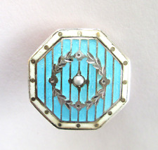 Antique Hatpin Turquoise Striped Enamel Pearl Center picture