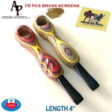 Americanpipes™️ 2 PCS 4'' Tobacco Smoking wooden Pipe with 10 BRASS screens picture