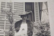 Vintage Cabinet Photo Woman Standing by Trellis Wearing Stole picture