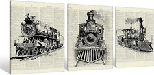Vintage Steam Train Locomotive Transport Railroad Railway Trip Dictionary Art Ca picture