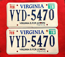 2018 Virginia License Plate Pair VYD-5470 Expired / Crafts / Collect / Specialty picture