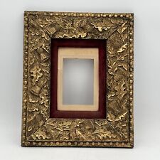 Antique Vtg Gilded Wood & Plaster Frame Ornate Handmade Oak Leaf Fits 5x7