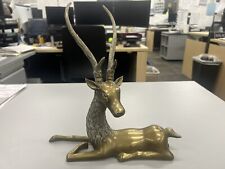 Vintage Brass Stag Deer Statue Figurine - Mid Century Sculpture B8 picture