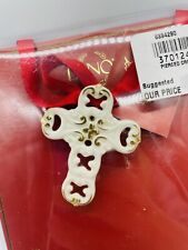 Lenox Charms Small Cross Porcelain Ornament Gift Tag Ivory picture