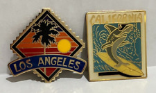 Los Angeles California Fridge Magnet Metal Lot of 2 Gift Creations Vintage picture