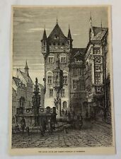 1876 magazine engraving ~ NASSAU HOUSE AND VIRGIN'S FOUNTAIN Nuremberg, Germany picture