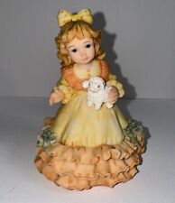 Rare Vintage Montefiori Collection Girl W/ Lamb Floral Figurine 5 In 1.2 Lbs picture