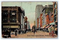 1912 East Baltimore Street Trolley Baltimore Maryland MD Posted Clock Postcard picture