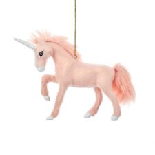 Furry Pink Unicorn Christmas Holiday Ornament Plush picture