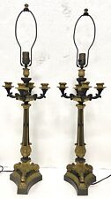 Pair of  EXCEPTIONAL 19th Century French Bronze Gilded Candelabra Lamps picture