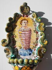 Antique Majolica hand made Holy water font signed D. Caretta Grottaglie RARE picture