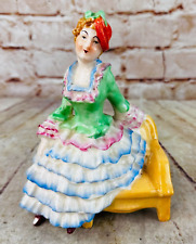 vtg porcelain lady planter ruffled skirt victorian style picture