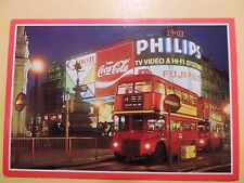London England postcard nighttime view on Piccadilly Circus Double-decker bus picture